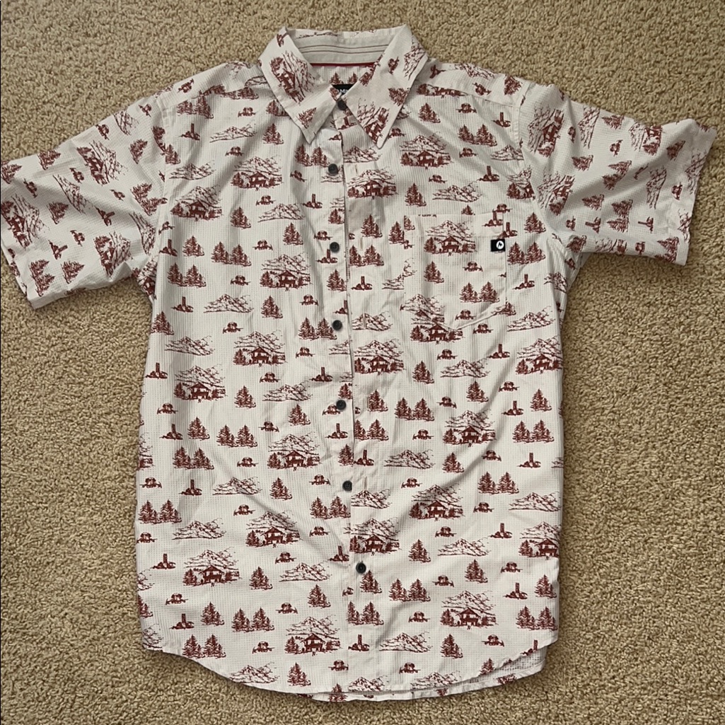 Marmot Tan And Brown Casual Button Down Shirt